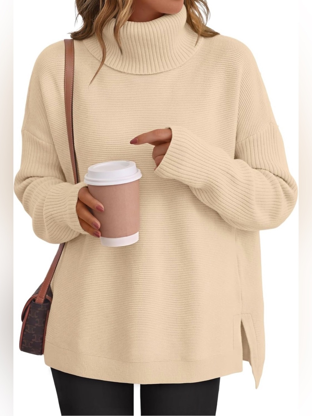 Relaxed Cream Turtleneck Sweater